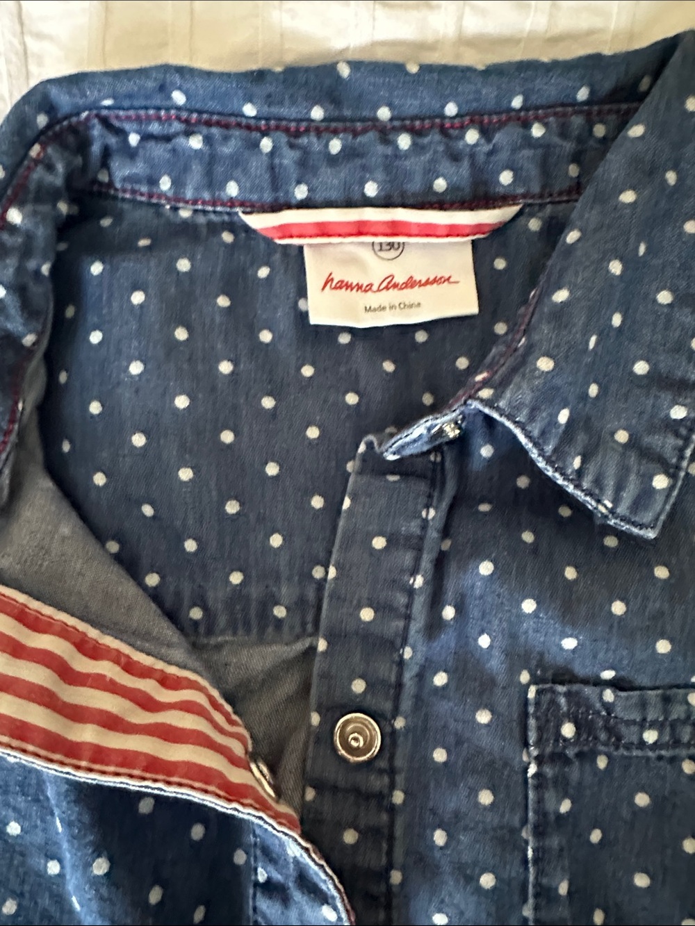 Hanna Andersson Blue Polka Dot Denim Button-Down Shirt